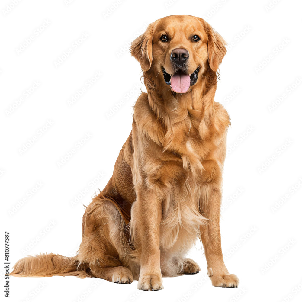 Golden Retriever Sitting Proudly die cut PNG Style Isolated on White and Transparent Background