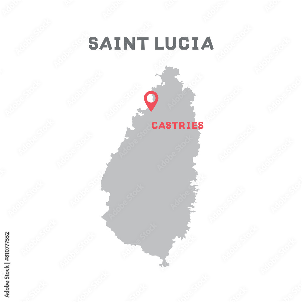 Saint lucia vector map illustration, country map silhouette with mark the capital city of Saint lucia inside. vector illustration design. Every country in the world is here