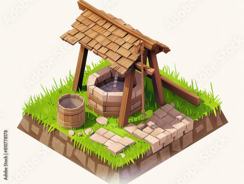 3D model of wooden water well