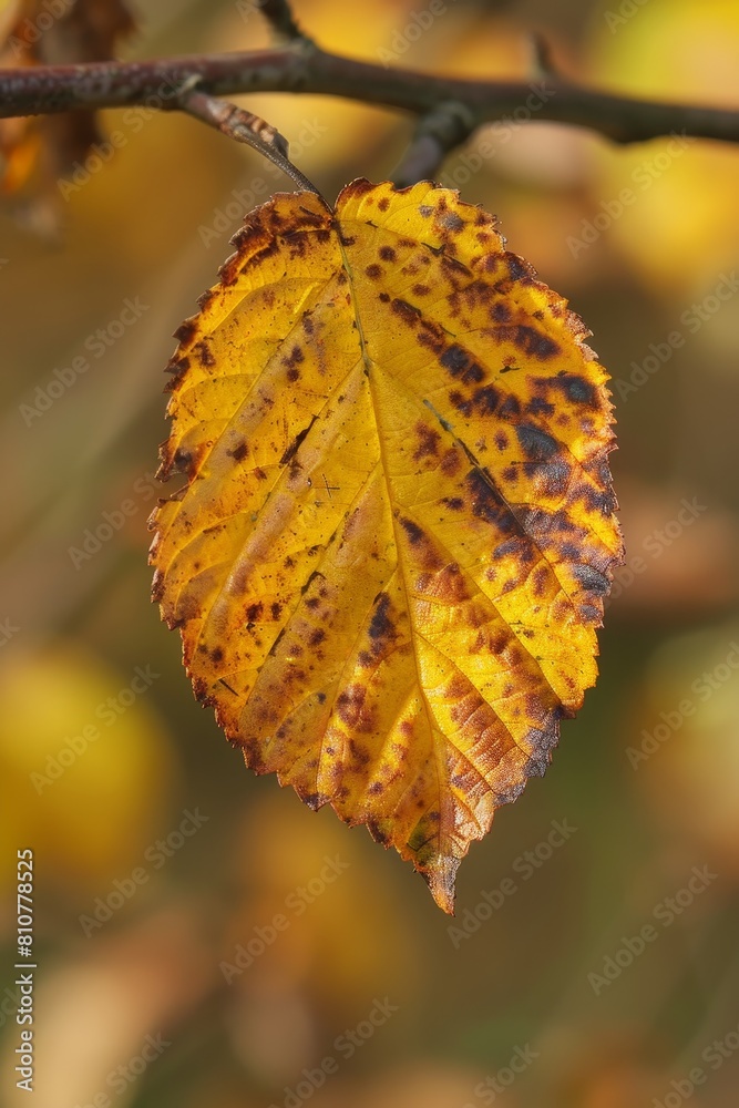 Obraz premium Vibrant autumn leaf with intricate patterns