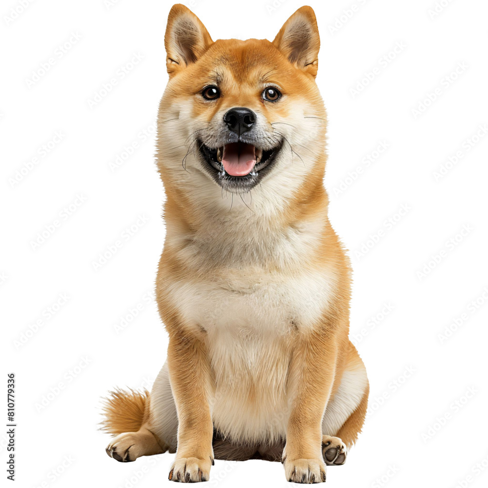 Shiba Inu with a Mischievous Smile die cut PNG Style Isolated on White and Transparent Background
