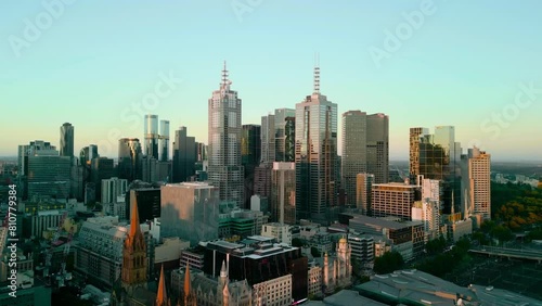 Melbourne City Cinematic Aerial Drone View, Australia Skyline Cityscape