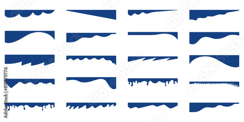 Geometric Website border and separator headers. Organic Web page. Divider shapes for web page. Abstract Curve Set for Banners, Posters, website and App. Vector Dividers shapes and headers.