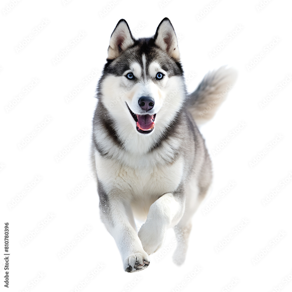 Alert Siberian Husky on White Alert Siberian Husky on White
