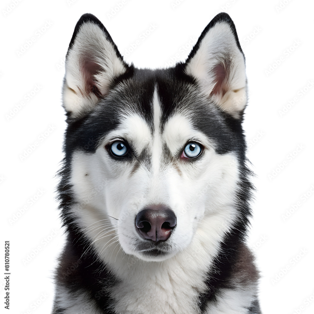 Alert Siberian Husky on White