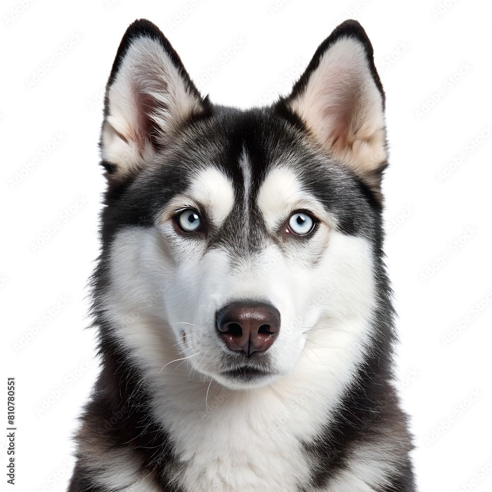 Alert Siberian Husky on White