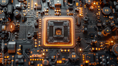 close up of Artificial Intelligance chip, CPU, GPU, technology background