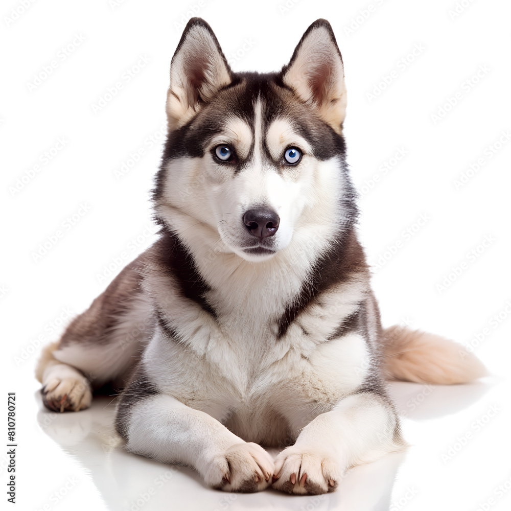 Alert Siberian Husky on White