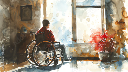 home health aide, professional home health aide. hyper-realistic watercolor illustration photo