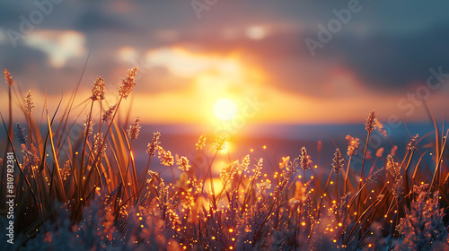 sunrise, beautiful sunrise. A hyper-realistic 3D whimsical, close-up