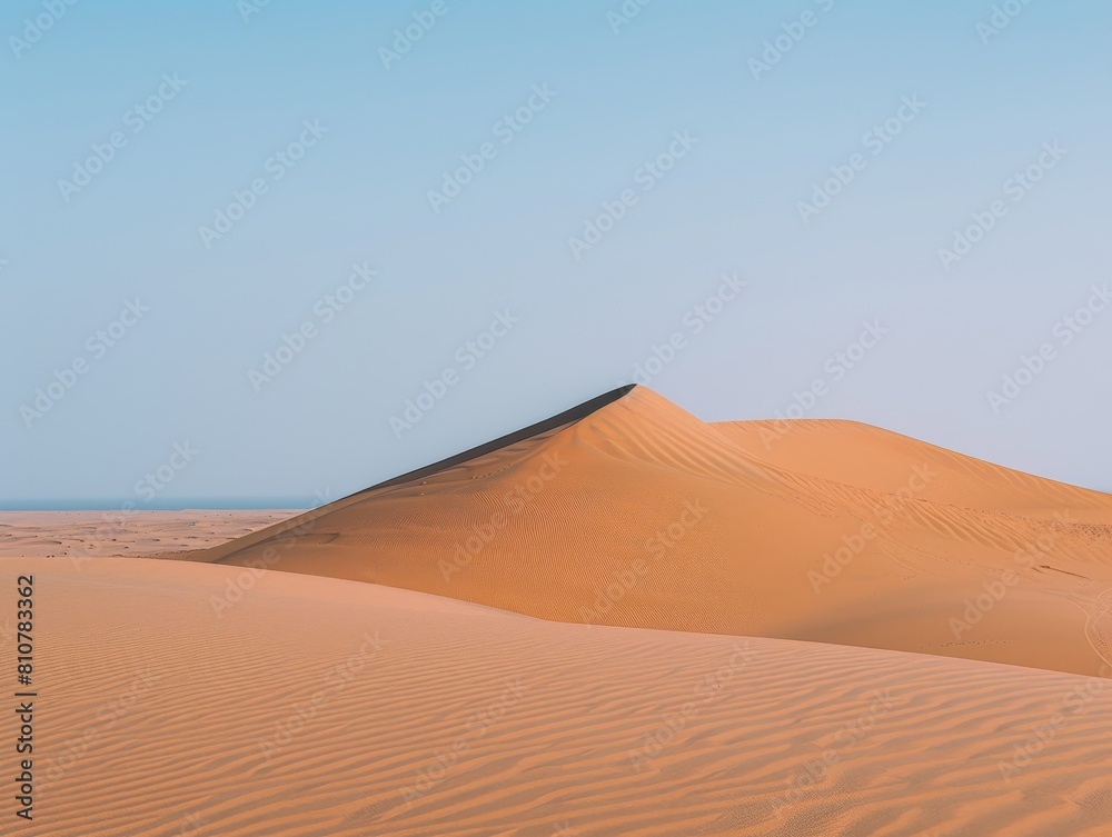 Vast desert sand dunes under blue sky Vast desert sand dunes under blue sky