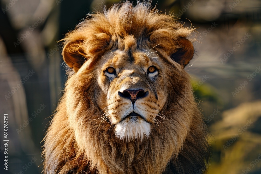 Majestic lion with flowing mane