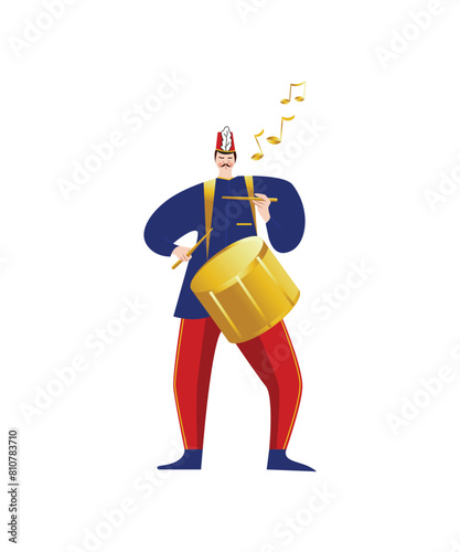 Drum music hand drawn flat marching band illustration