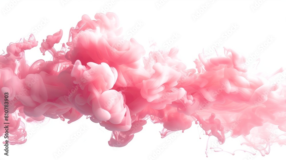 Pink smoke cloud isolated on white background, png. pink ink in water concept art. Pink smoke cloud isolated on white background, png. pink ink in water concept art.