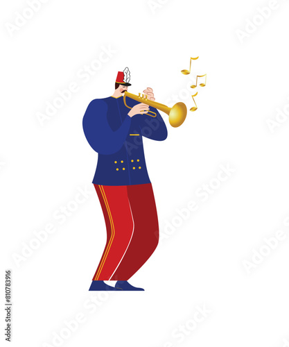 Trombone music hand drawn flat marching band illustration