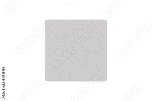 Empty blank square textured coaster Mock up isolated on white background. empty blank cardboard beermat, top view.3d rendering. photo
