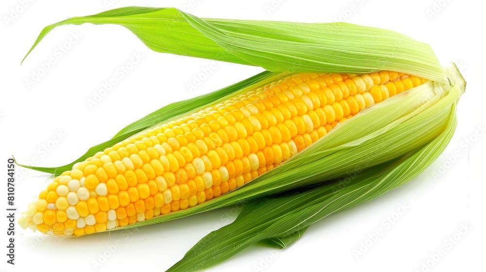 Fresh corn on the cob with green leaves Fresh corn on the cob with green leaves