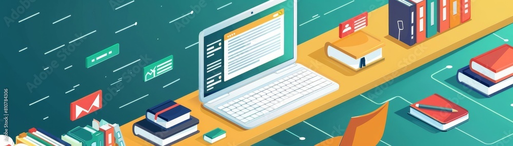 A detailed illustration of an interactive online course platform interface A detailed illustration of an interactive online course platform interface