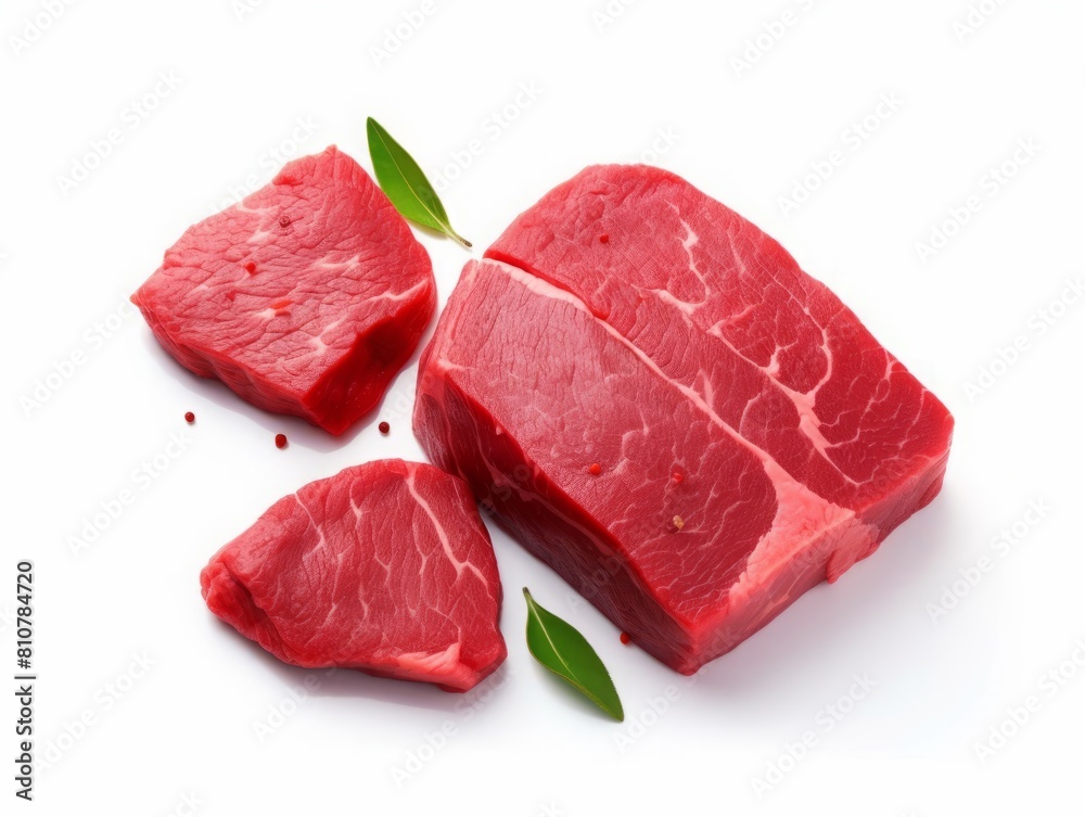 AI generated illustration of fresh beef cuts with green garnish