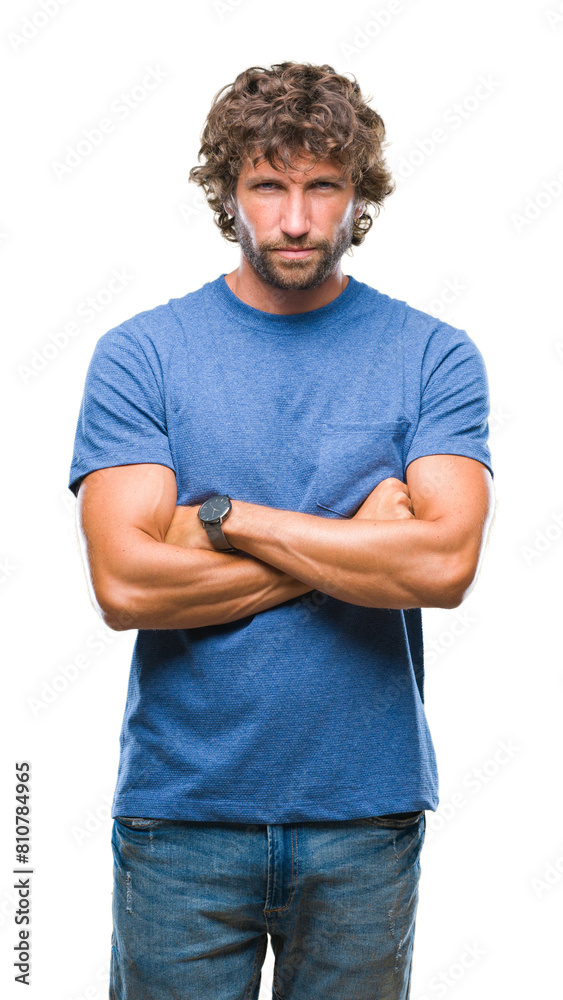 Handsome hispanic model man over isolated background skeptic and nervous, disapproving expression on face with crossed arms. Negative person. Handsome hispanic model man over isolated background skeptic and nervous, disapproving expression on face with crossed arms. Negative person.