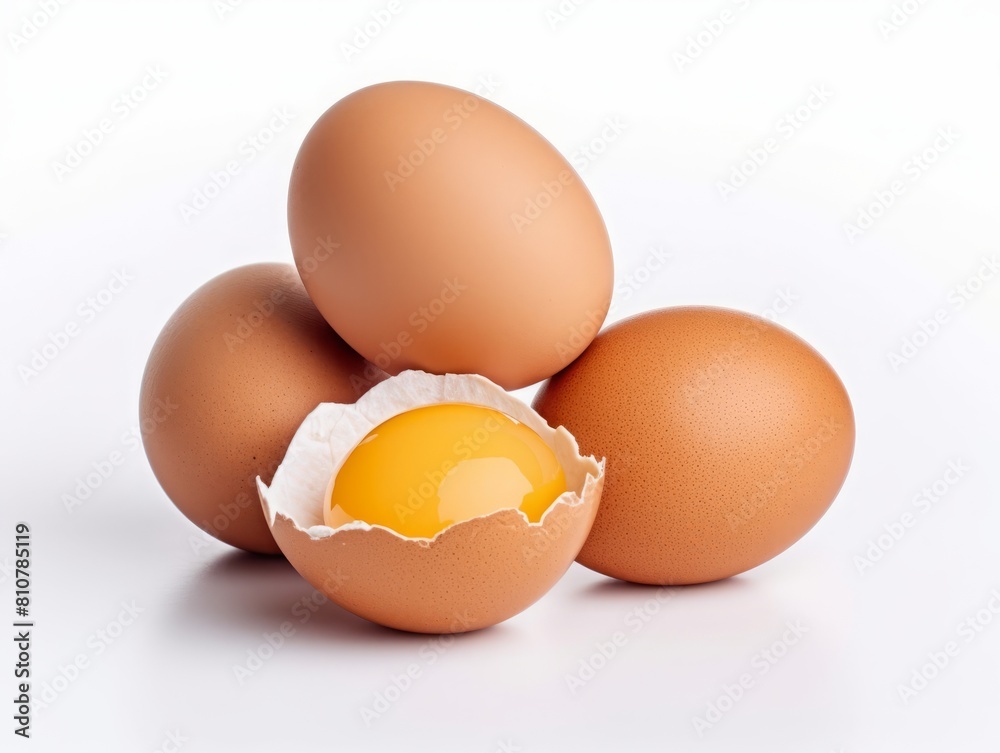 AI generated illustration of eggs on a white background AI generated illustration of eggs on a white background