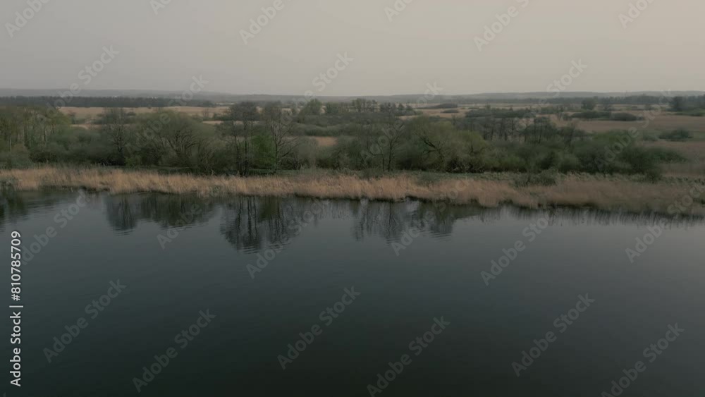 Tranquil Waters Of Odra River, Siadlo Dolne, Poland - Aerial Drone Shot Tranquil Waters Of Odra River, Siadlo Dolne, Poland - Aerial Drone Shot