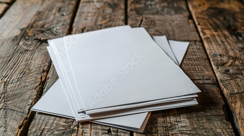 blank paper sheets on wooden desk