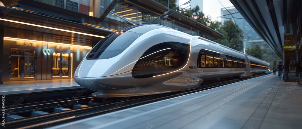 Examine the aerodynamic efficiency of the high-speed EV train, minimizing air resistance and maximizing speed.
