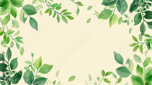 Wallpaper Mural Minimalist leaf shapes along the edges of the page with a blank center for symbol or text. Torontodigital.ca