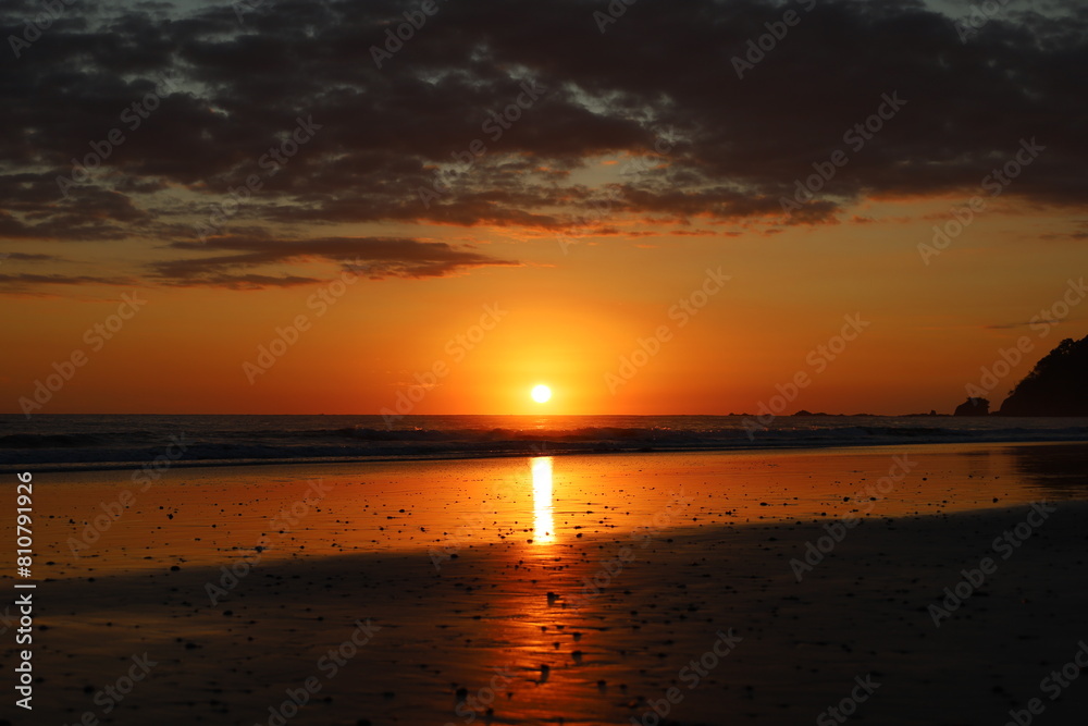 Sunset in San Josecito beach in Corcovado National Park in Costa Rica