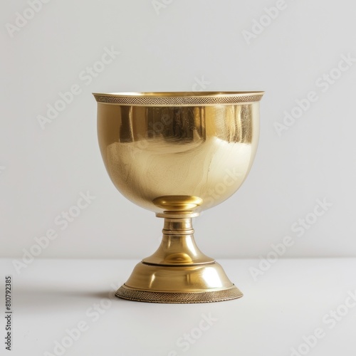 Award Winning Shiny Golden Trophy Cup Isolated on White Background, photo.