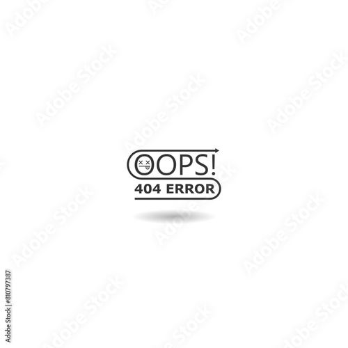 Oops 404 error icon with shadow