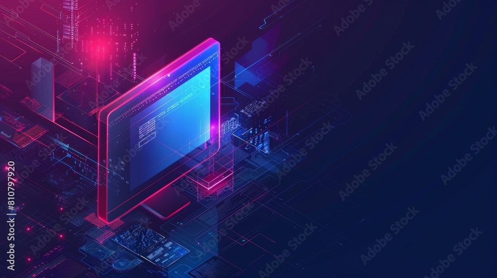 Computer monitor with search box on screen, artificial intelligence. Keyword research tool, modern illustration of 3d moderns. Banner graphics for web banners. Computer monitor with search box on screen, artificial intelligence. Keyword research tool, modern illustration of 3d moderns. Banner graphics for web banners.