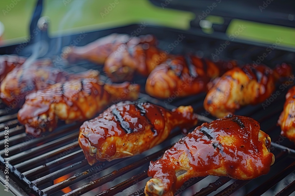 Barbecue Chicken: Juicy and flavorful chicken cooked on the grill with spicy barbecue sauce becomes the perfect dish for outdoor summer gatherings
