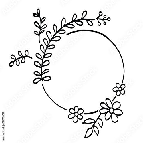 Wreath of floral and flower illustration. © tanarch