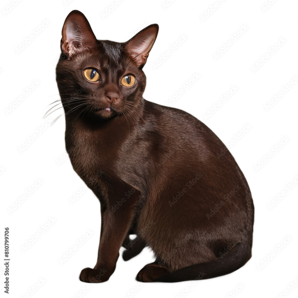 Havana Brown Cat isolated on a transparent background