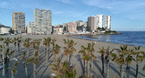 Playa de La Concha en Oropesa del Mar, vista aerea con drone photo