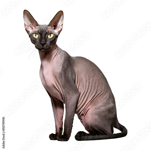 Peterbald Cat isolated on a transparent background
