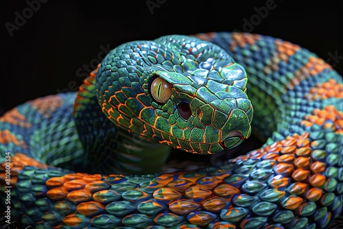 green and orange rattle snake, happy new year photo