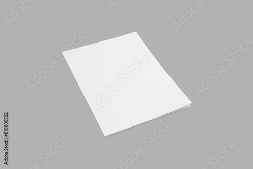 Empty, blank, white newspaper Mock up, front page on isolated background. Folded page mockup. 3d rendering.