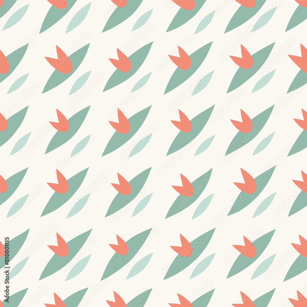 Fototapeta premium Botanical seamless hand drawn pattern. Abstract background with hand drawn doodle shapes.