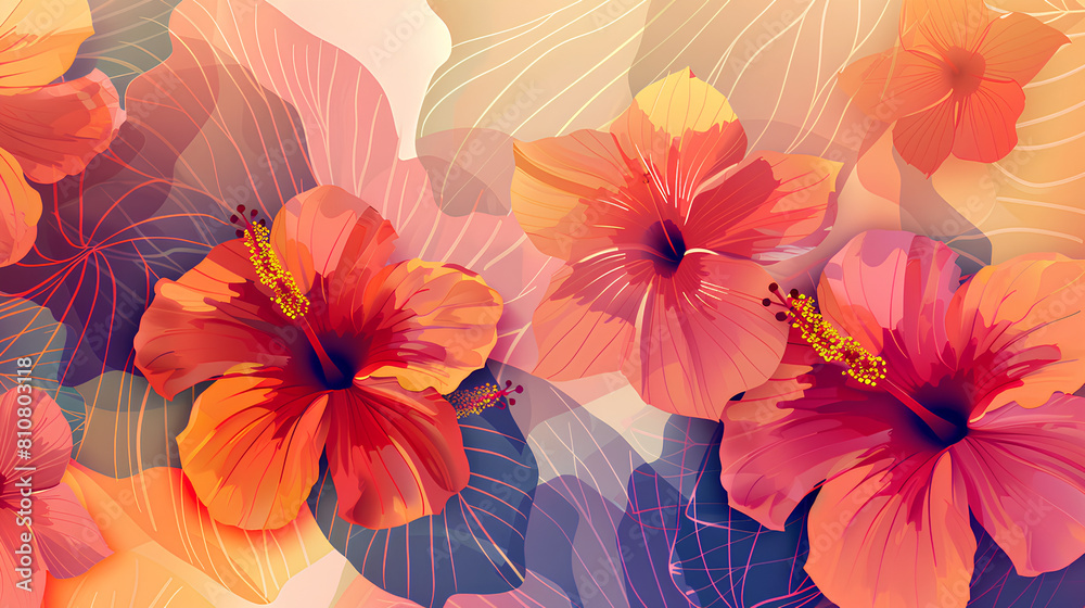 Asian American, Pacific Islander Heritage month abstract banner with tropical flowers. Greeting card, AAPI