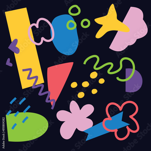 Cute Flat Abstract Shapes Free Vector Hand Drawn Collection Textile Background