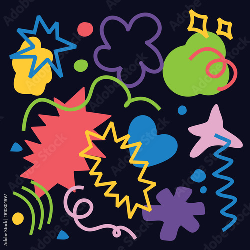 Cute Flat Abstract Shapes Free Vector Hand Drawn Collection Textile Background