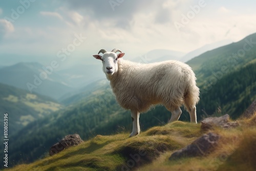 White Sheep Enjoying Mountain Pastures