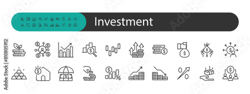 set of investment icons, budget, money management,
