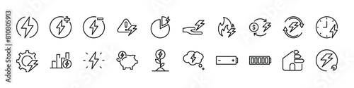 set of energy icons, electric, power