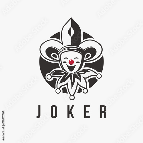 Fun Joker jester logo icon vector template on white background
