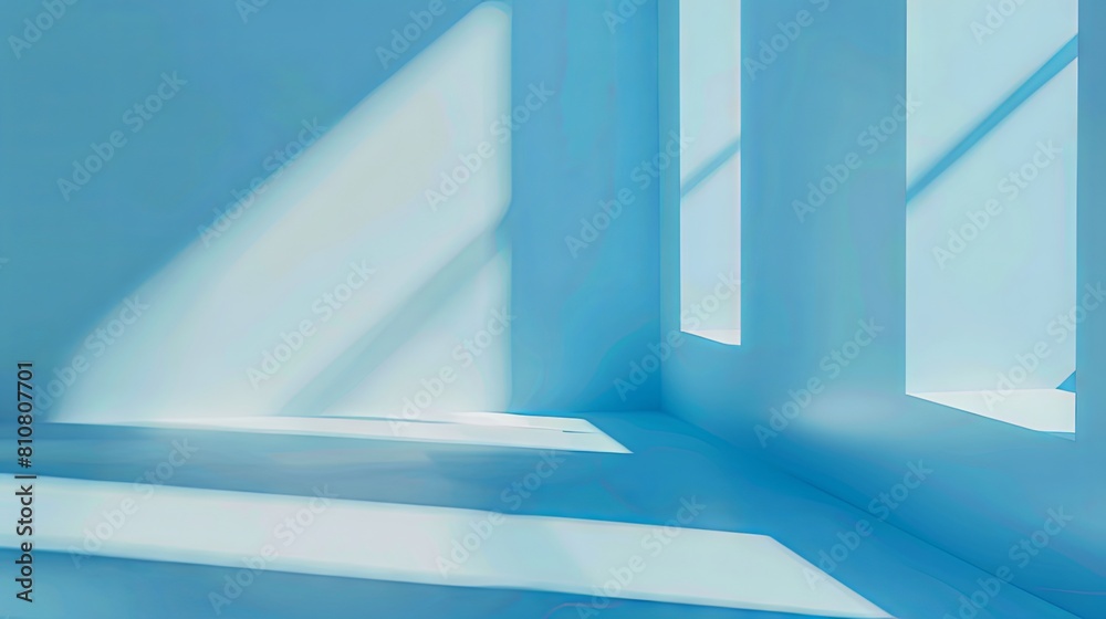 Fototapeta premium Abstract light blue background with window shadows for product display