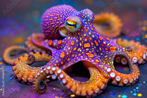 A close-up illustration of a colorful octopus © Mathias